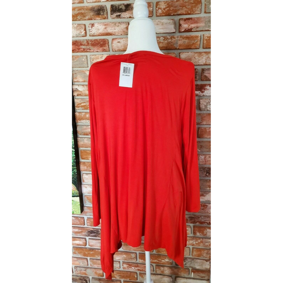 SOPRANO RED LONG SLEEVE LOOSE BOHO HI LOW FLARED KNIT TUNIC TOP T-SHIRT SIZE 3XL - Picture 2 of 3